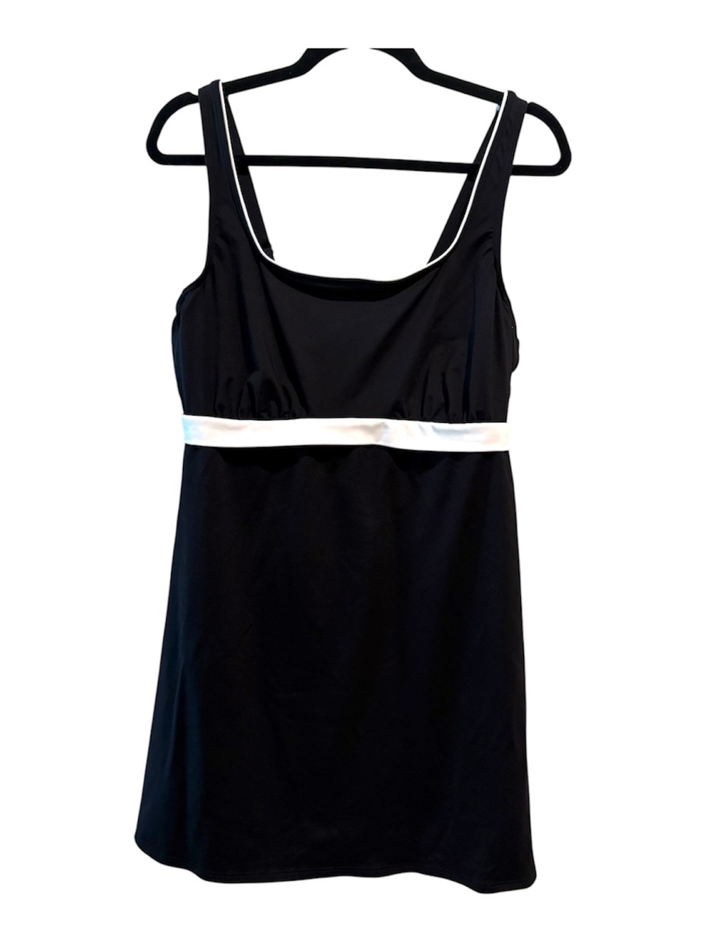 Lands End Dress Underwire Built In Bra Swim Tunic No Bottom 14DD Black Modest